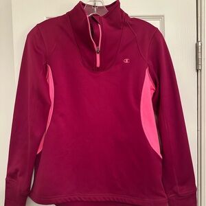 Champion Women’s Magenta and Light Pink Quarter-Zip Pullover, size S